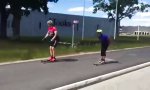 Hindernis beim Roller Skiing