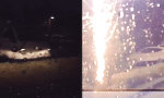Lustiges Video : Blitz schlägt auf Parkplatz ein