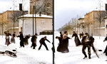 Lustiges Video - Schneeballschlacht im Jahre 1896, in Farbe